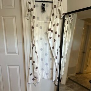 Mystique Boutique White and Brown Polka Dot Cardigan